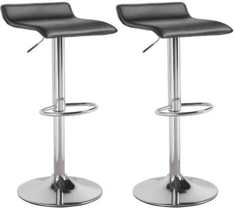 Panana Barhocker 2er Set Barstuhl aus Kunstleder Tresenhocker Bistrohocker Hocker, höhenverstellbar drehbar, für Theke Küche Bar Bistro (Schwarz)