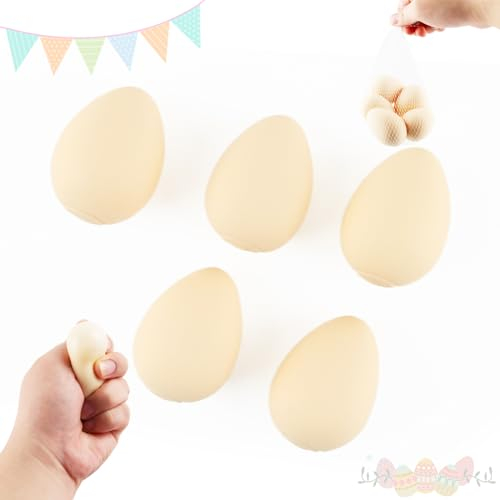 Ostereier Stressball, Darryy Bunte Superweiche Squeeze Ostereier, Stressball Ostern Ei, Stressball Eier Oster Mitgebsel Kinder, Langsam steigender Stressball, Osterkorbfüller, Partyartikel(5 Stück)