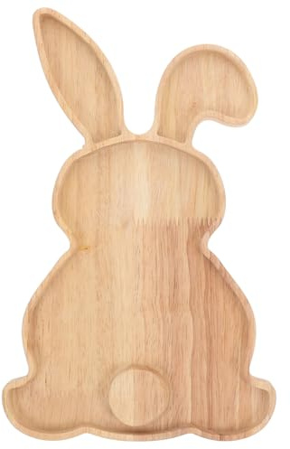 DEARMAMY Rabbit Shaped Charcuterie Board Wood Bunny Cutting Board Cheese Board Serving Board Platter Dessert Serving Tray Holiday Salad Dish Fruit Plate