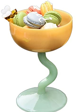 AQQWWER Copa Taza de Cristal de Postre de Jade Colorida, Copa de Cristal de borosilicato Alto, Cuenco para Helado, té de la Leche, batido, Postre, Bebida, Taza de Cristal