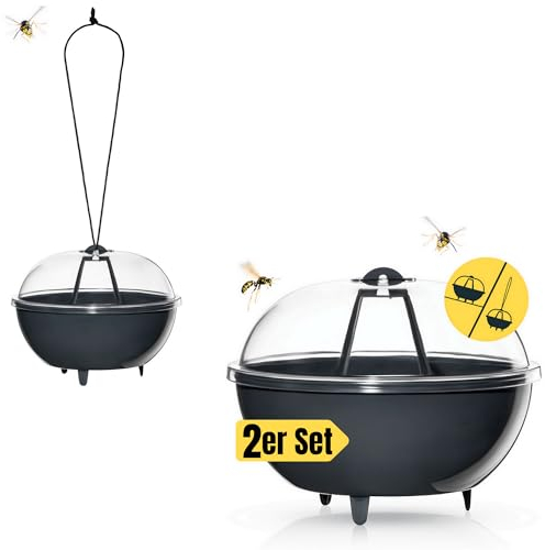SummStop Set di 2 trappole per vespe, efficaci trappole per insetti per vespe, extra grandi, trappole per vespe per esterni, anti-vespe, trappola viva, da appendere, ecologica