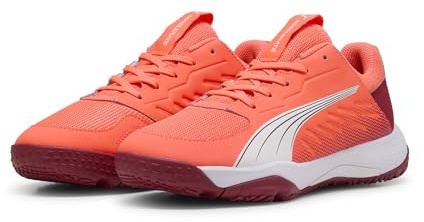 PUMA Accelerate JR - Scarpe da Pallamano Unisex, Glowing Red-PUMA White-Dark Crimson-PUMA Black,