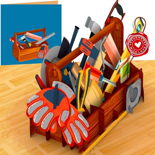 Liebessa 3D Pop-Up Karte – Werkzeugkasten für Heimwerker & Handwerker – Die perfekte Gutscheinkarte für Baumarkt-Geschenke, Geburtstage oder Geldgeschenke.