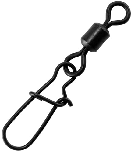 Alwonder Lot de 50 Emerillon Agrafe Pêche en Noir Accessoires de Pêche Fabriqué en INOX Posséder Une Bonne Traction Agrafe Double Résistant à la Corrosion #8+0