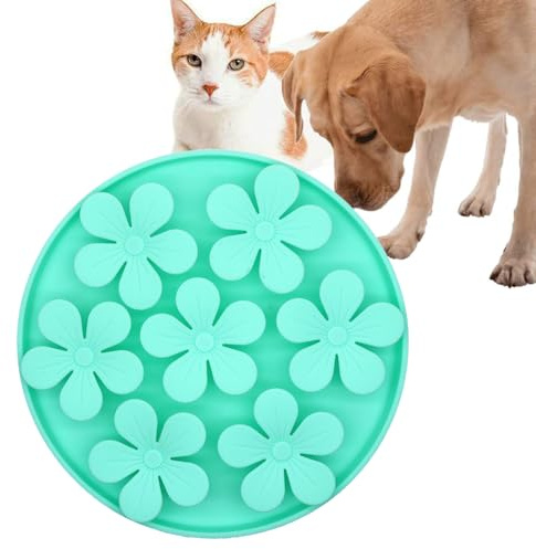 Silikon Schleckmatte, Interaktive Schnüffelmatte für Hund/Katze, φ 20,3cm, Runde Slow Feeder Futtermatte mit Saugnäpfen für Geruchstraining Langsam Fressen