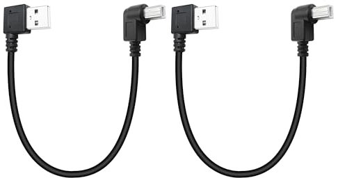 Xilaghy 90 Degree Short USB Printer Cable 25CM Right Angle USB 2.0 Type A Male to Left Angle B Male Scanner Cable Cord(2 Pack)