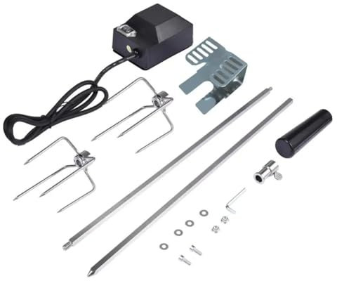 Yominerr Rotisserie Kit Stainless Steel Automatic BBQ Grill Rotisserie Set with Motor Grilling Hot Dog Chicken Steak UK Plug