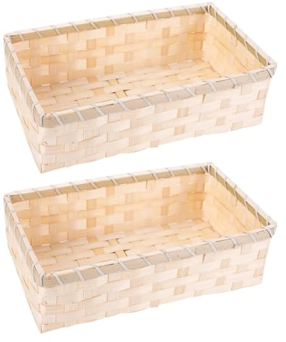 Qeunrtiy 2 STK. Natürlicher Bambuskorb Geschenkkörbe Aus Bambus Ca. 26x16x10cm Einzelhandelsausstellung Hausorganisator