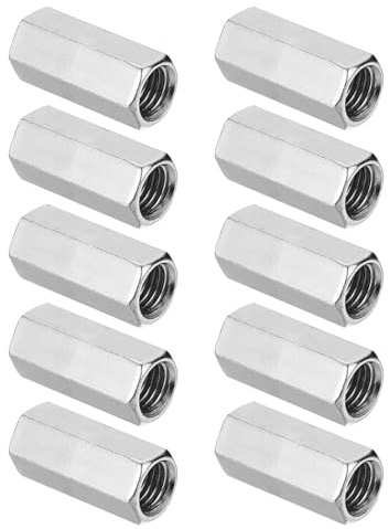 PATIKIL 5/16-18 UNC Hex Coupling Nuts, 10Pcs 0.98 Long Fully Threaded Rod Coupling Nut Studding Connector Fasteners Galvanized Carbon Steel