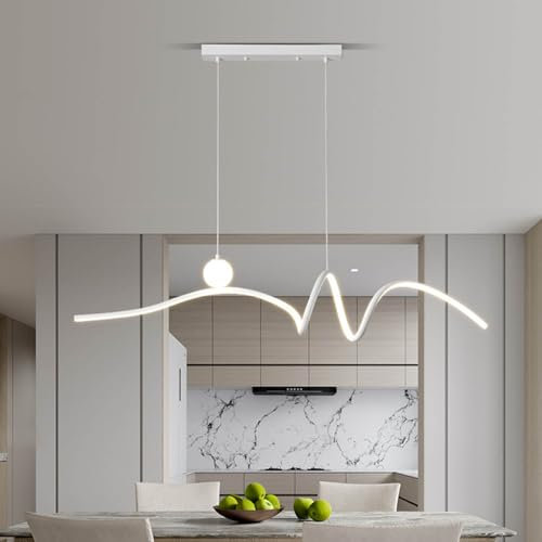 Aleaty Esszimmer Lampe Hängend Moderne LED Pendelleuchten Kücheninsel Hängeleuchte Dimmbar Hängelampe 120cm Spiral Design Esszimmerlampe Höhenverstellbar Kronleuchter Lampe (Weiß)
