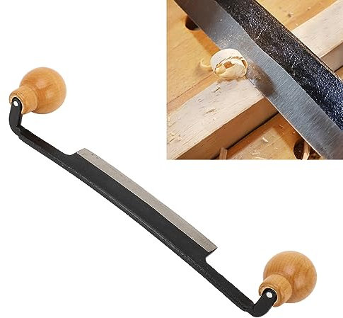 Couteau à Bois, Couteau à Tirer Droit de 8 Pouces, Lame en Acier au Tungstène, Couteau de Rasage, Outil à Main D'écorçage avec Double Manche en Bois, pour Menuiserie, Grattage