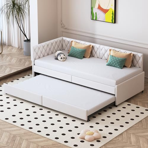 FOERPL Schlafsofa 90 x 200 cm, 2-in-1 Schlafcouch Ausziehbett mit Lattenrost, 3 Sitzer Bettsofa Polster Tagesbett - Samt, Ohne Matratze