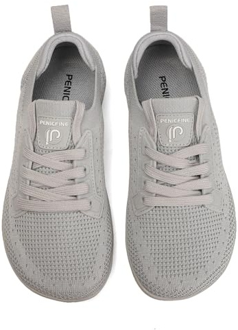 penicfine Women's/Men's Wide Barefoot Shoes,Minimalist Style Casual Shoes,Zero Drop Outdoor Walking Shoes Grey-37