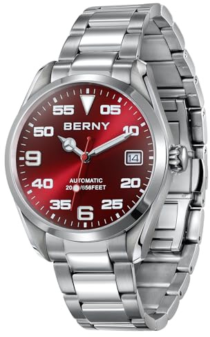 BERNY Automatik Uhr für Männer Tauchuhr 20ATM wasserfest Mechanische Armbanduhr AR beschichtetes Saphirglas Schraubkrone