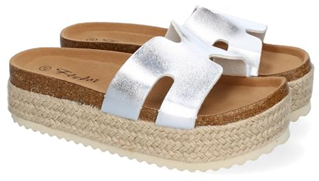 shoes&blues.es Sandalia Planas para Mujer con Piso Bio, Comodas y Elegantes con Detalles en la Pala, Planta Anatomica, Ideales para Primavera Verano.