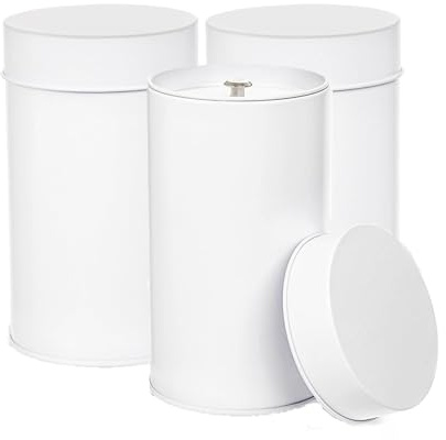 MoFarbe 3PCS Boîtes en métal pour thé avec couvercles hermétiques doubles 454g Boîte ronde en étain avec couvercle scellé double Petit contenant de cuisine pour le stockage de thé en vrac, café, sucre