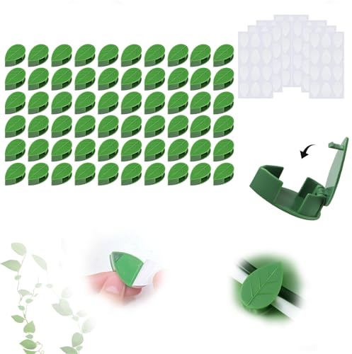 Wdmxszdq 60 Stück pflanzenclips Wand mit 84 Klebeetiketten, pflanzenclips – Verwendet für Gartenarbeit, pflanzenstütze, Innen- und Außendekoration, Linienorganisation