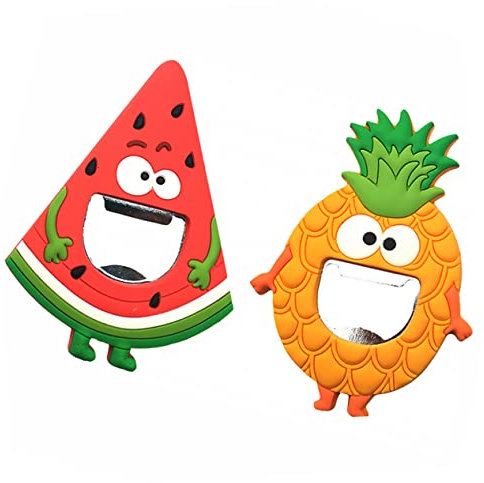 Luxshiny Imanes para Nevera Abrebotellas de Piña y Sandía, Diseño Creativo de Fruta, 2 Piezas, Ideales para Decoración de Fiesta Verano en Hogar y Oficina