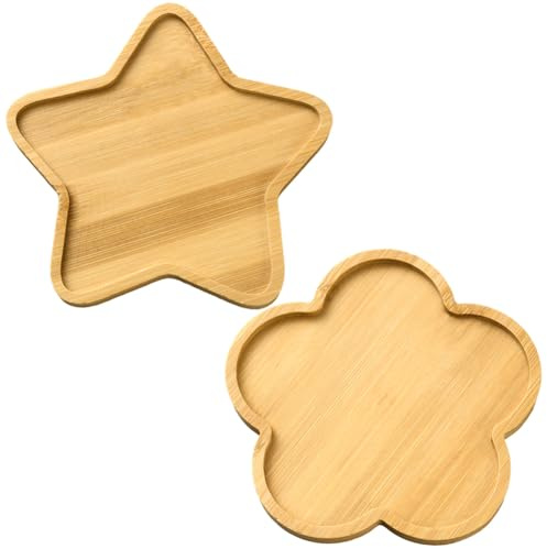GORGECRAFT 2 Stili Sottovaso per Piante in bambù Naturale A Forma di Stella per Piante Grasse Moderno Portavaso in Ceramica per Piante Sottovaso Interni Ed Esterni per Contenere Acqua di Drenaggio