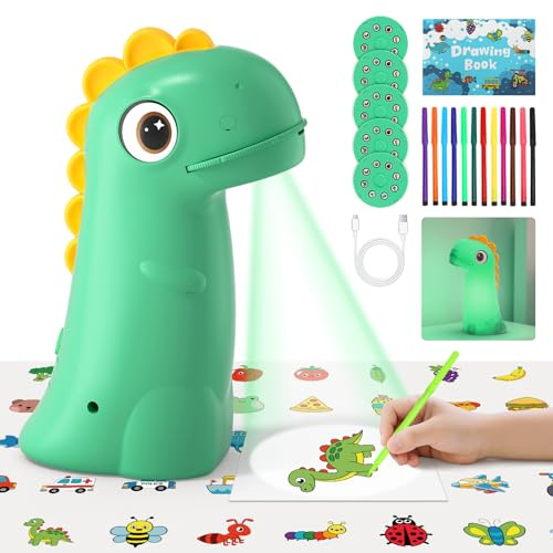 Projecteur de dessin pour enfants, CS COSDDI Projecteur de dessin rechargeable pour enfants avec fonction veilleuse, de peinture Cadeaux de 4 5 6 et 7 ans