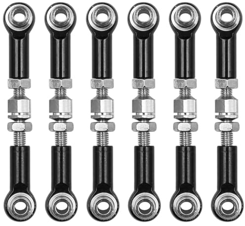 ZONADAH Metal Adjustable Shock Absorber 6Pcs 47mm RC Pull Rod Aluminum Alloy Turnbuckle Rod Linkage Set for 1/10 RC Car Buggy Tourning Car Black