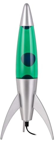 ROCKING GIFTS Große Lava-Lampe Rocket 45 cm grün-blau aus Aluminium – Dekorative und entspannende Beleuchtung für Schlafzimmer oder Schreibtisch – Lava-Lampe für Kinder, Jugendliche und Gaming-Räume