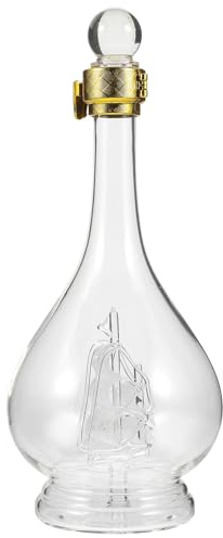 Gadpiparty Decantador de Licor de Vidrio Soplado a Mano Diseño de Creativo Capacidad 500 Ml Botella Transparente para Whisky y Vino Adecuado para Hogar Bar y Restaurante