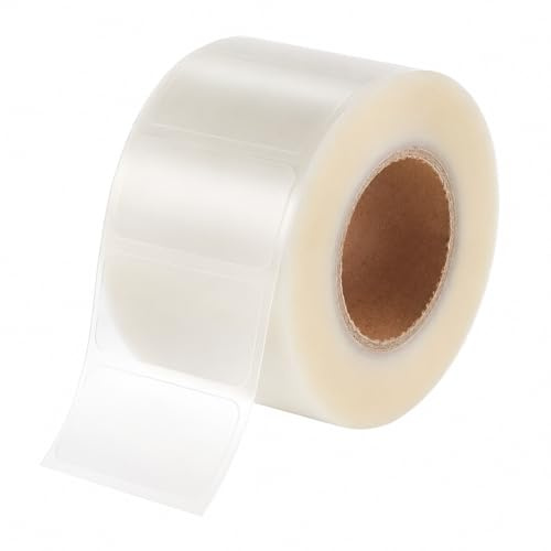 Healeved 500 Stück Transparente Etikettenschutz Aufkleber 40x65mm, Wasserfeste Selbstklebende Schutzfolie für Buchetiketten Barcode Scannen, Klare Klebeetiketten für Schule Bibliothek & Büro