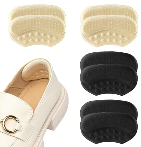 Xynovate 4 Paia Tallone Cuscino, Autoadesivi per Scarpe, Imbottitura per Scarpe Troppo Grandi, Battitacco Contro Bolle e Attrito, Migliorare la Vestibilità (Nero e Beige)