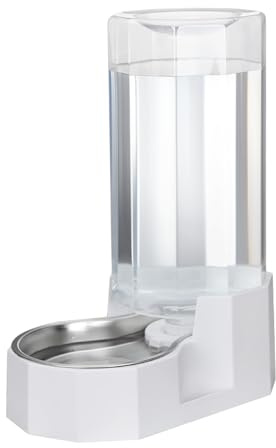 Sfozstra Distributeur d'eau pour grands chiens : distributeur d'eau automatique alimenté par gravité - Facile à nettoyer - Bol en acier inoxydable pour chatons et chiots - Salon ou garage (blanc, 9L)