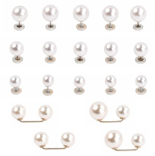19 Pièces Bouton Jean Clipsable, Broches Perles Anti-Exposition pour Chemise, Bouton Pantalon Ajustable Sans Couture, Réducteur de Taille pour Robe et Vêtements
