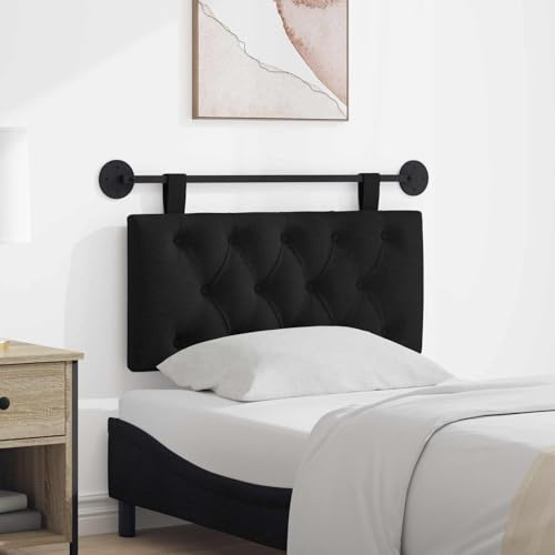 LoogCape Hängendes Kopfteil Schwarz Stoff gepolstert mit Holzrahmen und Metallhalterung, Wandmontage für Schlafzimmer, vielseitige Rückenlehne, dekoratives Wandpaneel, komfortable Polsterung