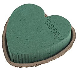 mosy Steckmoos-Herz, 15 cm, m. Biodur-Unterlage, Steckschaum, Blumen-Gesteck,Steckmasse, Tisch-Dekoration, Hochzeit, Muttertag, Valentinstag