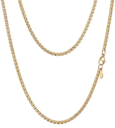 PROSTEEL Catena a Maglia Veneziana, Collana Uomo, Collana Donna, in Acciaio Inox Chirurgico, 3mm Larghezza, 46-76cm Lunghezza, Confezione Regalo Inclusa