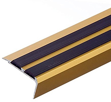 70.86 or 98.43 Aluminium Anti Non Slip Stair Edge Nosing Trim TMW Profiles (1800x35x20Mm Gold)