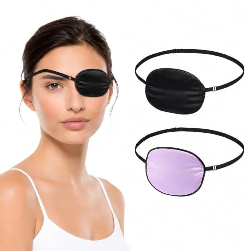 rosenice Elastische Seide Augenklappe Für Erwachsene 2 Stück Lichtundurchlässige Weiche Augenbinde Gegen Amblyopie Und Schielen Komfortables Lazy Eye Training Zubehör