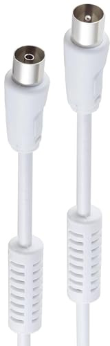 CABLEPELADO Cavo Antenna TV maschio femmina, cavo coassiale per TV e radio, DVB-T2 e DVB-C, 75 Ohm, bianco, 1,5 metri