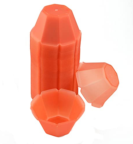 Lot de 100 coupelles moyennes de 150 ml en plastique jetables, en forme de fleur, idéales pour glace, mousses, semi-froids, crèmes et gâteaux.