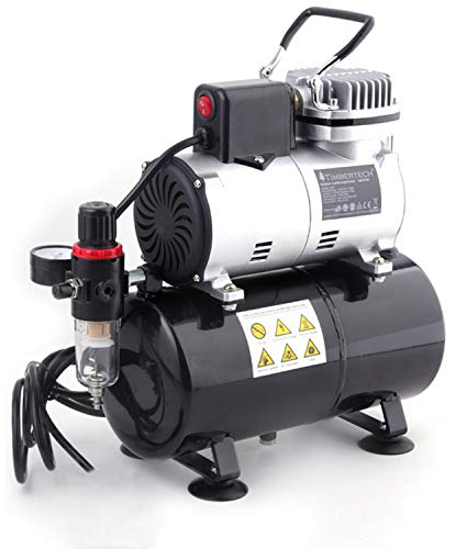 Timbertech Professional Piston Oil-Less Quiet Airbrush Compressor with Cooling Fan ABPST08 for Hobby,Tattoo, Nail, etc.