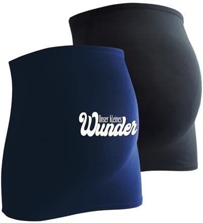 mama band Schwangerschaft Bauchband für die Babykugel im Doppelpack 1xUni 1xWunder – Rückenwärmer und Shirtverlängerung für Schwangere – Elastische Umstandsmode Dunkelblau 38-42