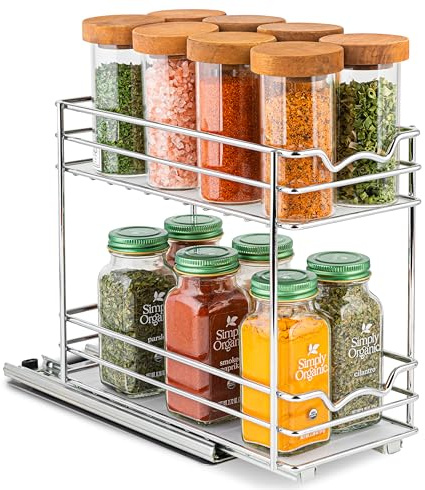 HOLDN’ STORAGE Gewürzregal Organizer für Schrank, robust – herausziehbares Gewürzregal – Gewürzorganisation 10,2 cm B x 26,4 cm T x 22,6 cm H – Gewürzregale für Schränke und Speisekammerschränke. | Robustes Gewürzregal, ausziehbares Gewürzregal, Schrankregal für Dosen, Geschirr usw., leicht zu erreichen