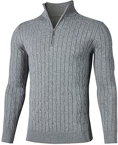 Fanient Men's Set-in Classic Sweater Half Zip Wool Sweater Casual Heavyweight Pullover Jumper Knitwear
