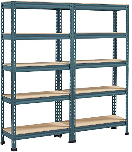 Yaheetech 5-Tier Adjustable Metal Garage Shelves 150x140x30cm | Sturdy metal rack with adjustable shelves, heavy-duty units holds tools supplies for garage shed workshop office