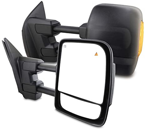 AKKON - Fit Titan 2017-2021 Power Towing Mirror w/Heated LED Turn Signal Puddle Light - Blind Spot Detection - Passenger + Driver Black