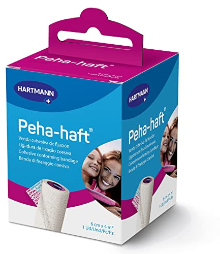 Molicare Peha-haft, Venda Elástica Autoadhesiva y Cohesiva, para la Sujeción de Compresas y Gasas Estériles, Estabilizan Músculos y Articulaciones, Permeable y Transpirable, Color Blanca (6cm x 4m)