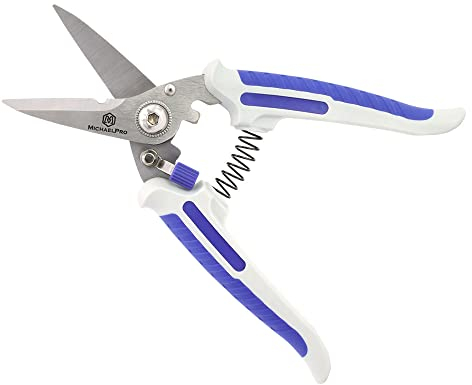 MichaelPro MP010026 17.8 cm Edelstahl-Mehrzweckschere mit Schneidkerbe, fein gezahnt und robust, elektrische Kabelkerbe und weiche Kabel, mit Sicherheitsverschluss und ergonomischem Griff