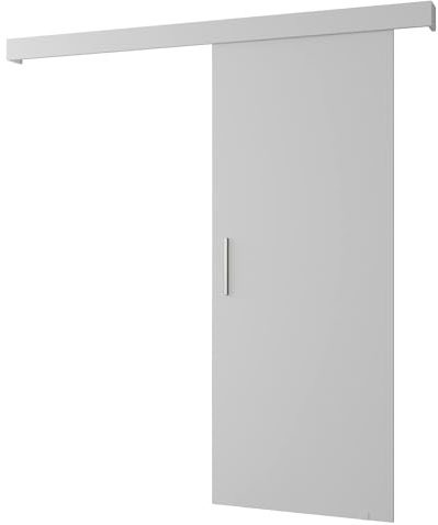 ABIKSMEBLE Salwador 1 Set di Porte Scorrevoli con Copertura del Binario - Porte Scorrevoli per Pareti Interne - Porte per Mansarda ad Incasso - Costruzione Solida - 90 x 204 cm - Bianco
