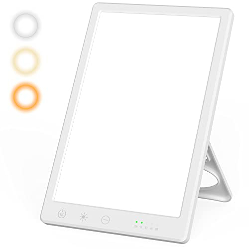 Lampada a luce diurna 16000 Lux, lampada a luce solare senza raggi UV con 3 temperature di colore 4 livelli di luminosità e timer, con supporto pieghevole a 45° per la scrivania di casa e dell'ufficio