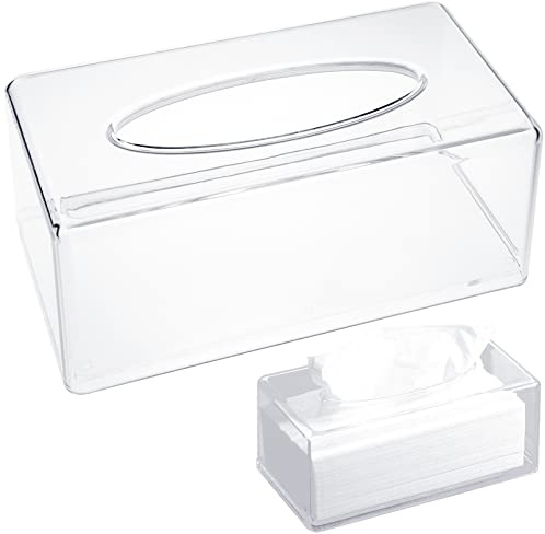 YAXIDAEVER Caja de Pañuelos Cosmética,Caja de Soporte de pañuelos faciales de acrílico Transparente,Dispensador Rectangular para Tejidos Faciales para Tejidos Faciales, Servilletas