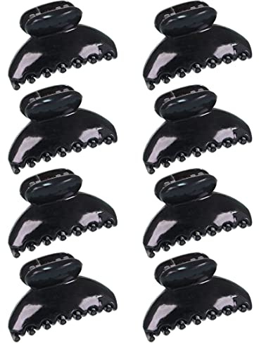 Clyhon 8 Stück Haarklauenclips Kleine Haarklammern für Medium und Dünnes Haar, Rutschfeste Haar Fänger Kiefer Klemme Schildpatt für Damen Mädchen, schwarze Haarklauen